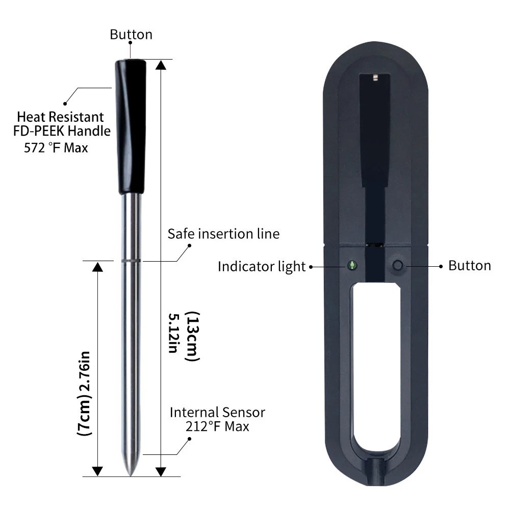 

Meat Food Steak Thermometer Bluetooth Connect Digital Steak Thermometer For Oven Grill BBQ Accessories Baking Supplies