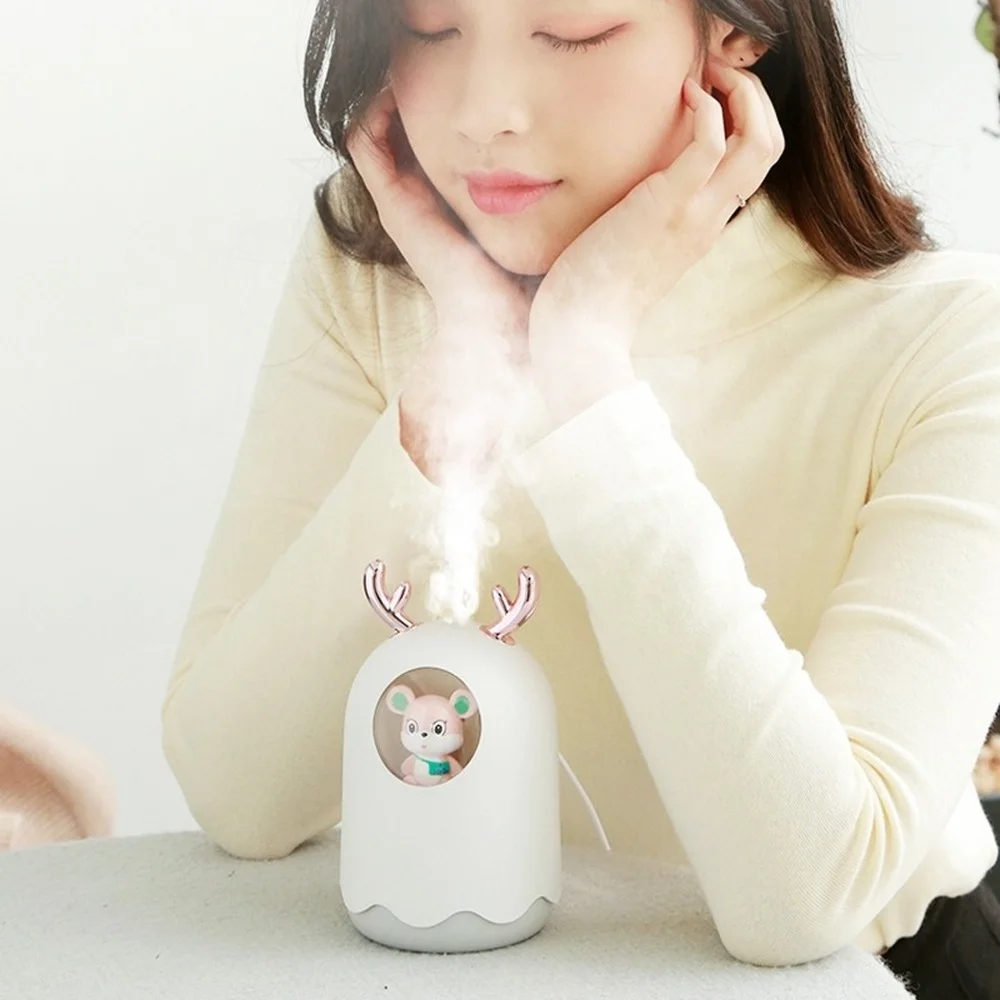 

Cute Pet Air Humidifier Ultrasonic Aroma Essential Oil Diffuser USB Cool Mist Maker Romantic Color LED Lamp Humidificador