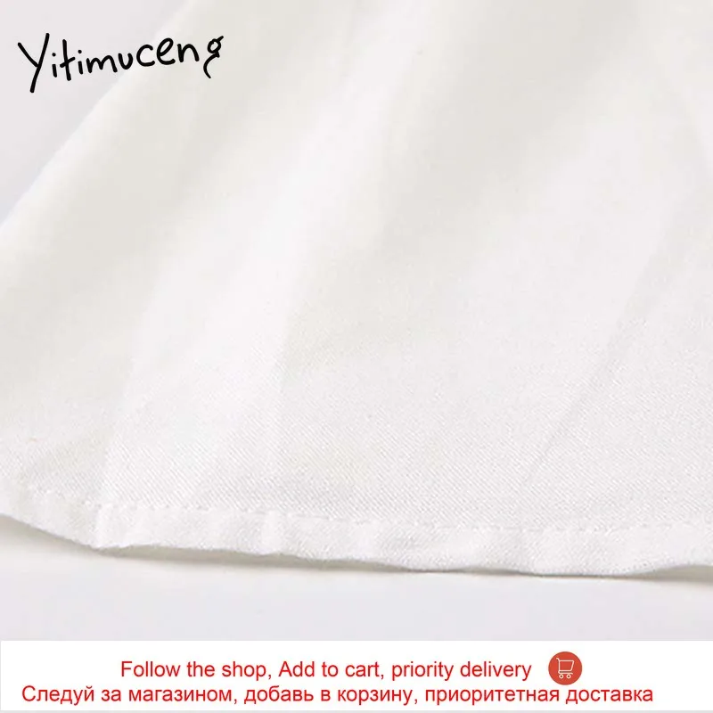 

Yitimuceng Ruched Dresses For Women Summer Puff Sleeve High Waist A-Line Unicolor White Black 2021 Korean Fashion New Maxi Dress