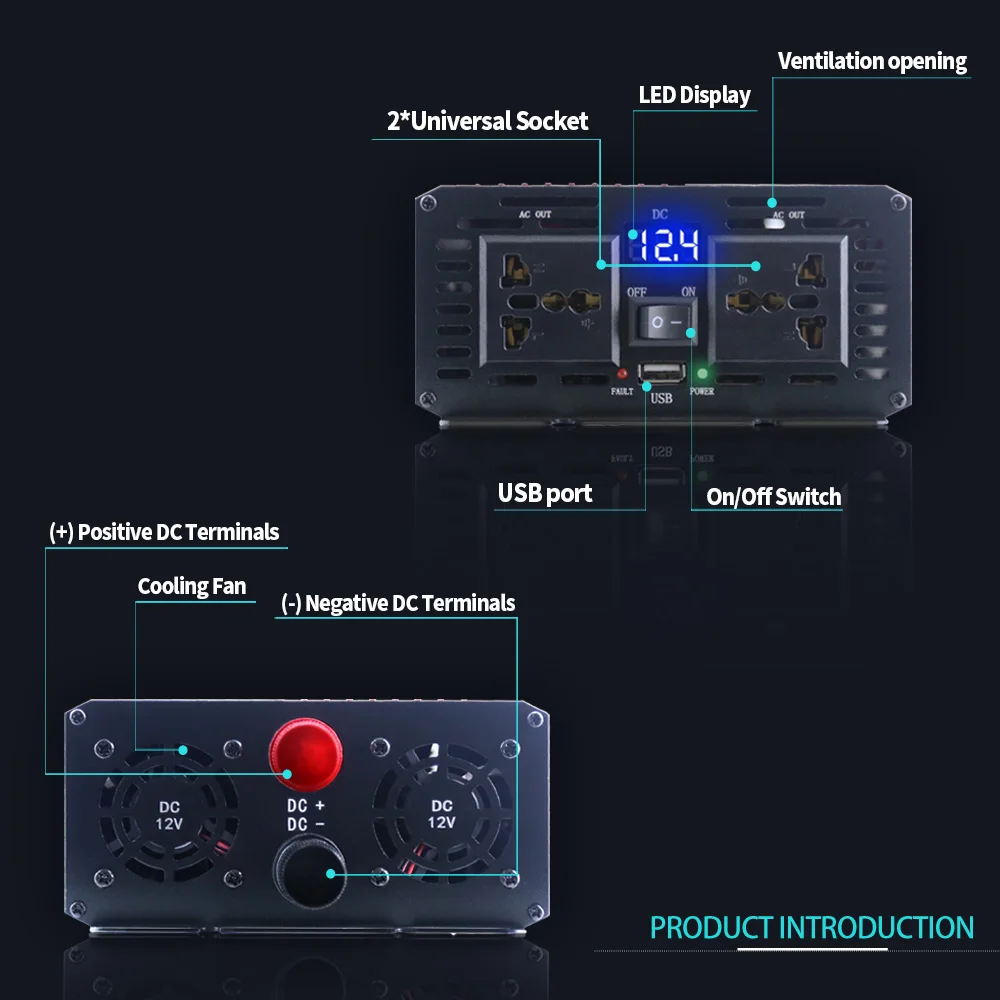 Lingpar инвертор 2200 Вт 12 220 В трансформатор напряжения постоянного тока в переменный