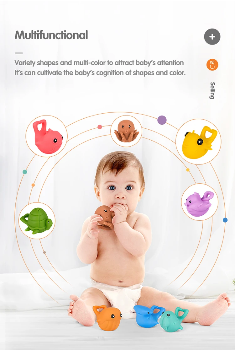 Tumama игрушки для ванной 8 шт./компл. ПВХ морские животные игрушки для ванной для детей Squeeze кольцо игрушки для детей многофункциональный подарок на день рождения высокого качества Bebe игрушки