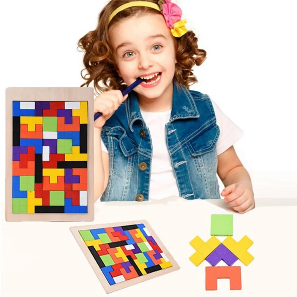 Красочные деревянные Tangram головоломки игрушки тетрис игра дошкольного волшебства интеллектуальная развивающая детская игрушка подарок