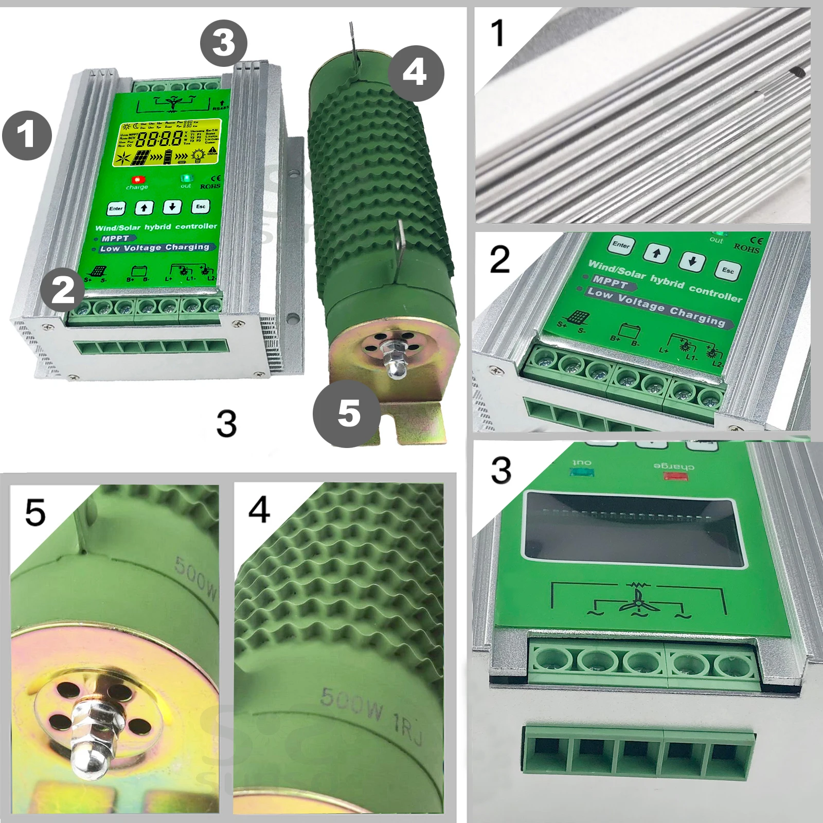 3000 Вт MPPT Гибридный ветровой солнечный заряд усилитель-регулятор 12 В 24 в регулятор