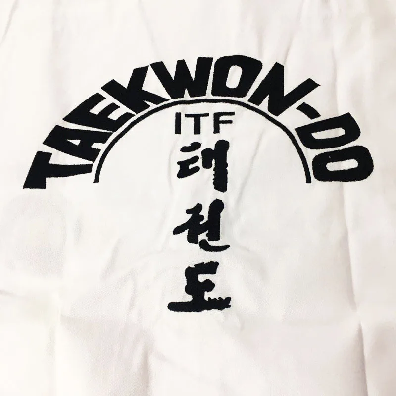 Стандартная Униформа ITF Taekwondo Dobok для мастер ассистента изысканная вышивка костюм