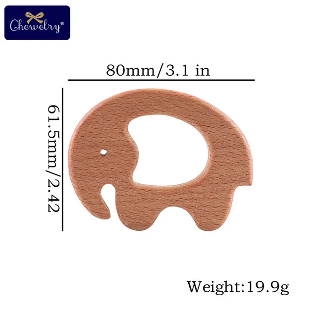Elephant 1 шт. деревянный зубопрорезыватель в виде животных из бука, деревянный зубопрорезыватель для соски, цепочка для грызунов, миниатюрный стержень, Детская Подвеска-прорезыватель, детские молочные продукты - Цвет: Elephant
