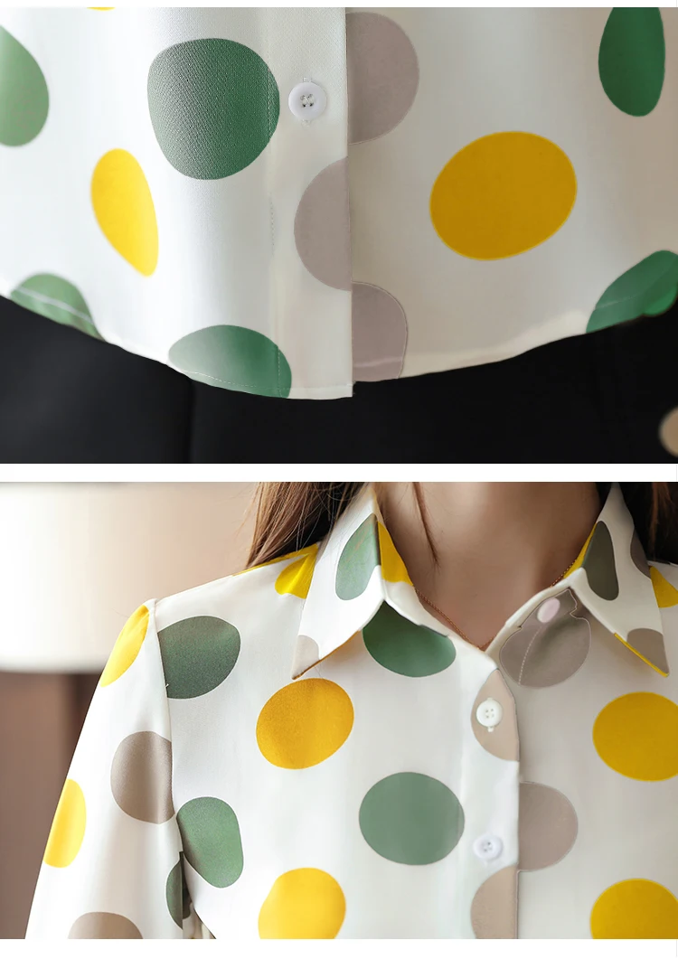 

Blouses Woman 2021 Turn Down Collar Office Ladies Tops Dot Chiffon Blouse Women Shirts Tops Womens Tops And Blouses Blusas C159