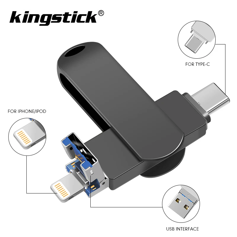 Usb 3 в 1 флеш накопитель для iPhone/Android/ноутбука USB 128 ГБ 64 32 16 8 накопитель|USB