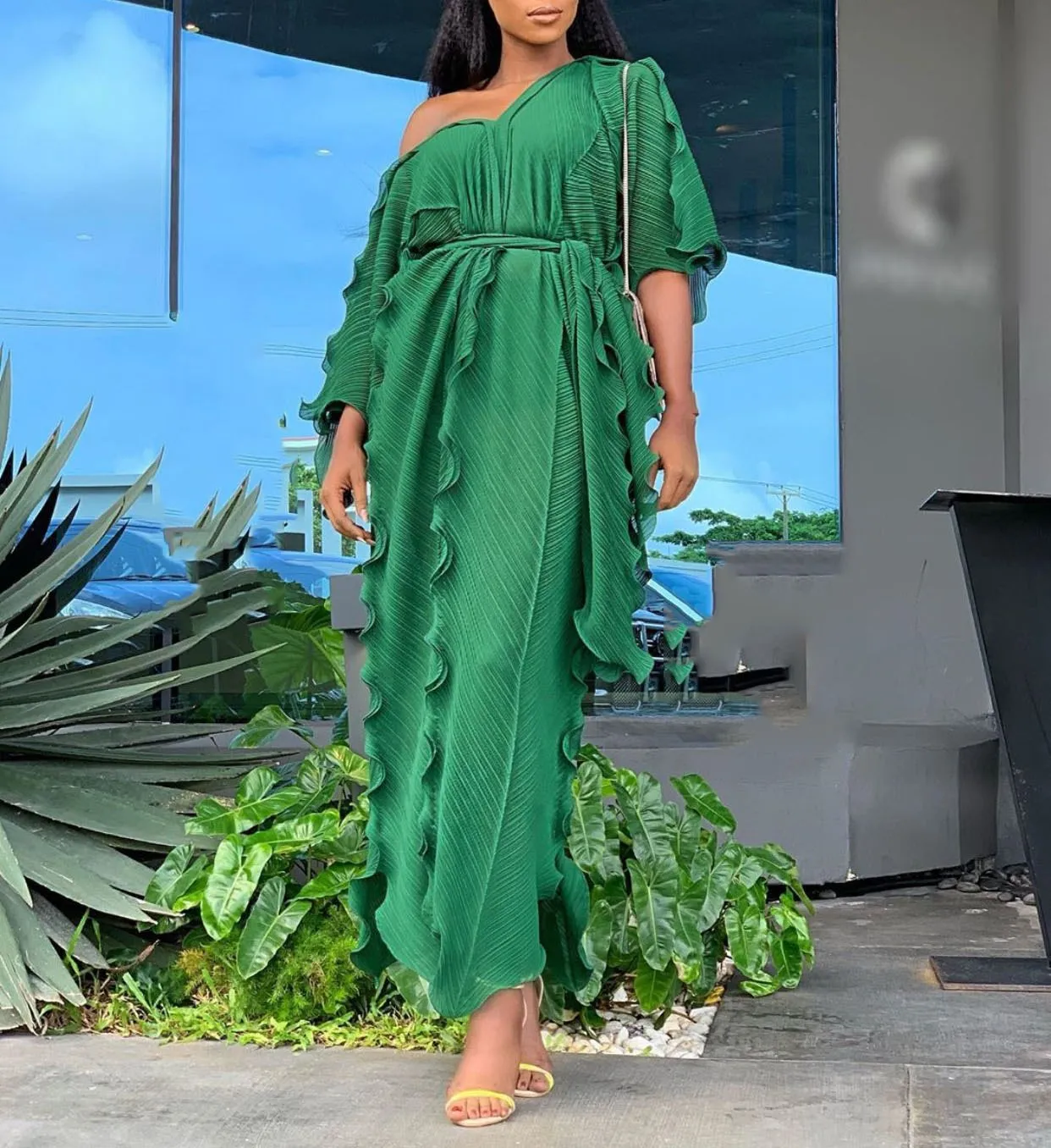 2019 Африканское женское платье большого размера с рюшами свободное пляжное