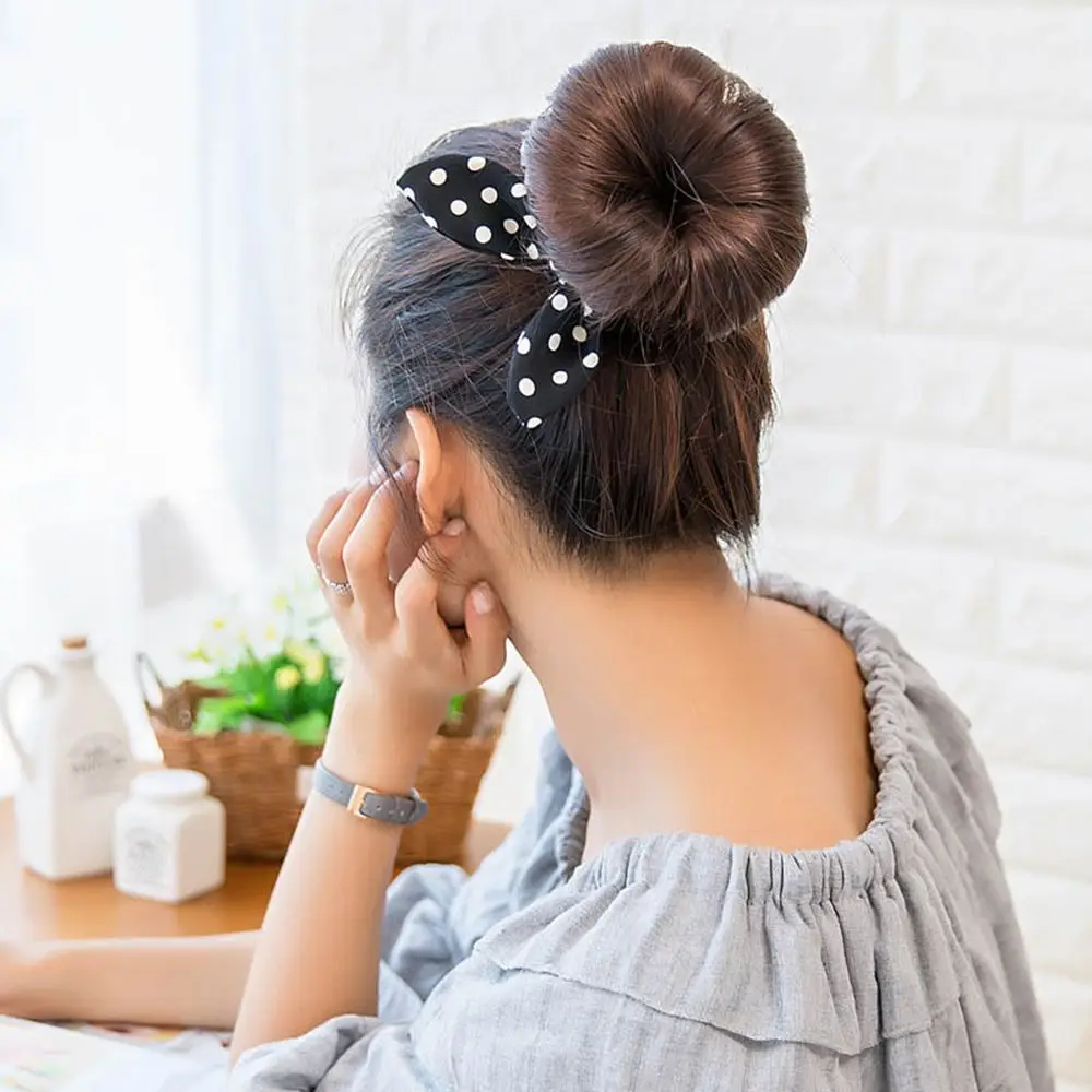 Женские милые резинки для волос с кроличьими ушками полосатые эластичные в