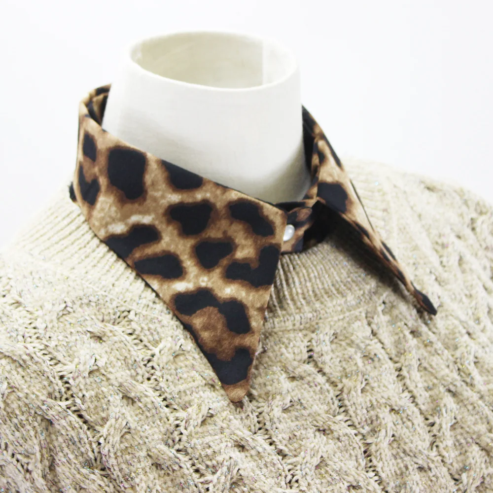 

2021 Female Leopard Lapel Fake Collar for Women Shirt Detachable Collar False Collar Ladies Removable Sweater Faux Col