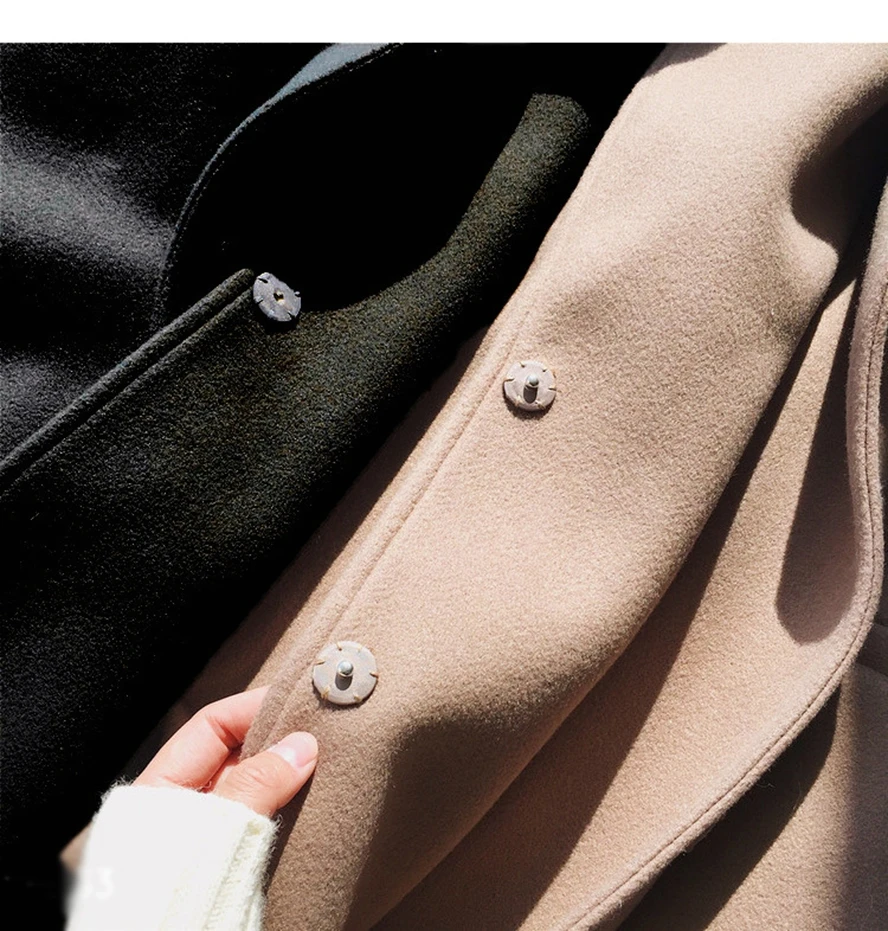 

Women Woolen Coat Long Light Trench Coat Autumn Winter Outfits Over The Knee Double-sided Outerwear Fashion Elegant Woolen Coat
