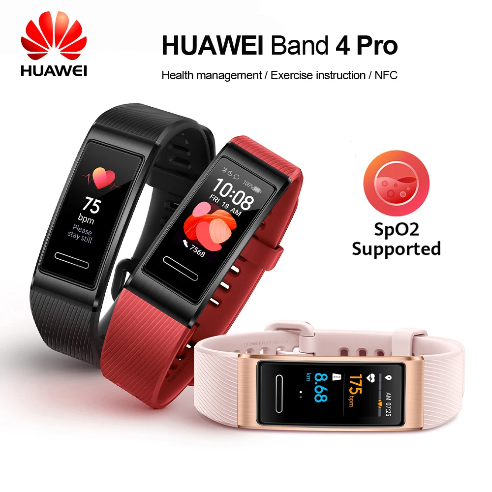 Оригинальные Смарт-часы Huawei Band 4 Pro GPS Amoled 0 95 дюйма металлический материал