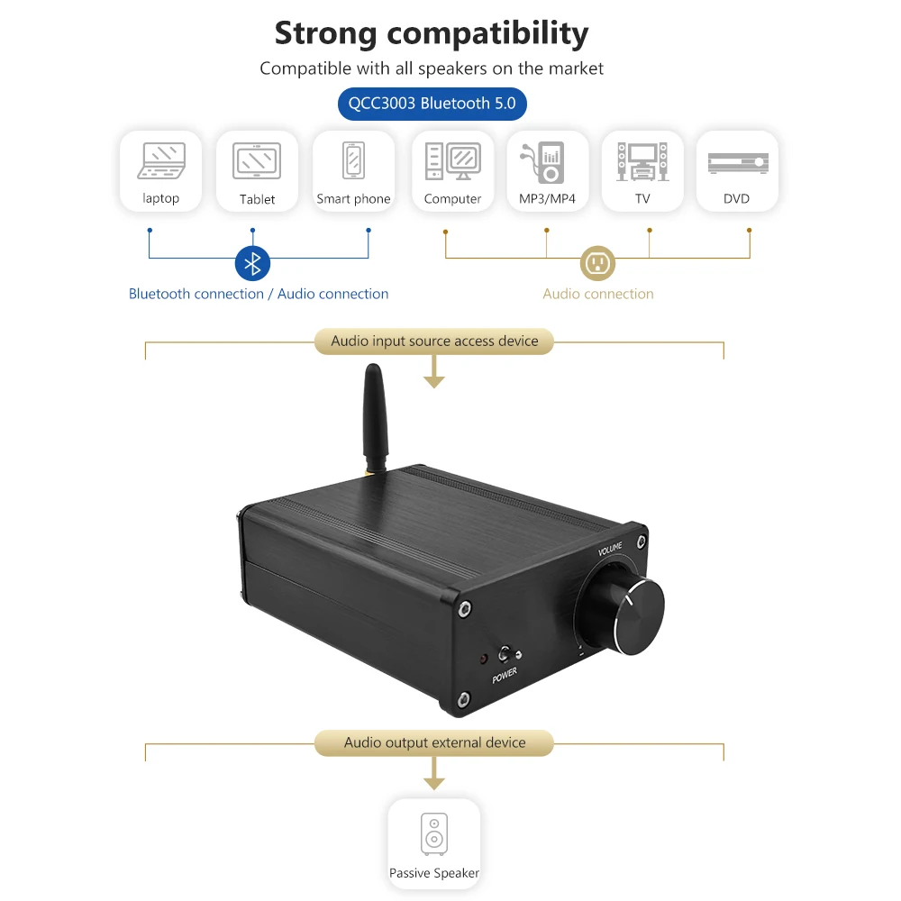 AIYIMA TPA3116 Bluetooth 5 0 усилитель стерео класса D Hi Fi цифровой мощности AMP 50Wx2 DAC PCM5100