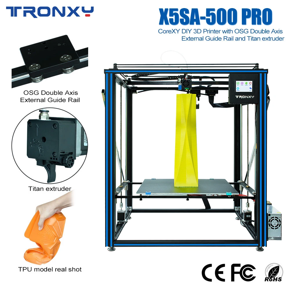 

3D-принтер TRONXY X5SA-500 PRO, 500*500*600 мм, с большим размером печати, обновленная версия с сенсорным экраном, с автовыравниванием