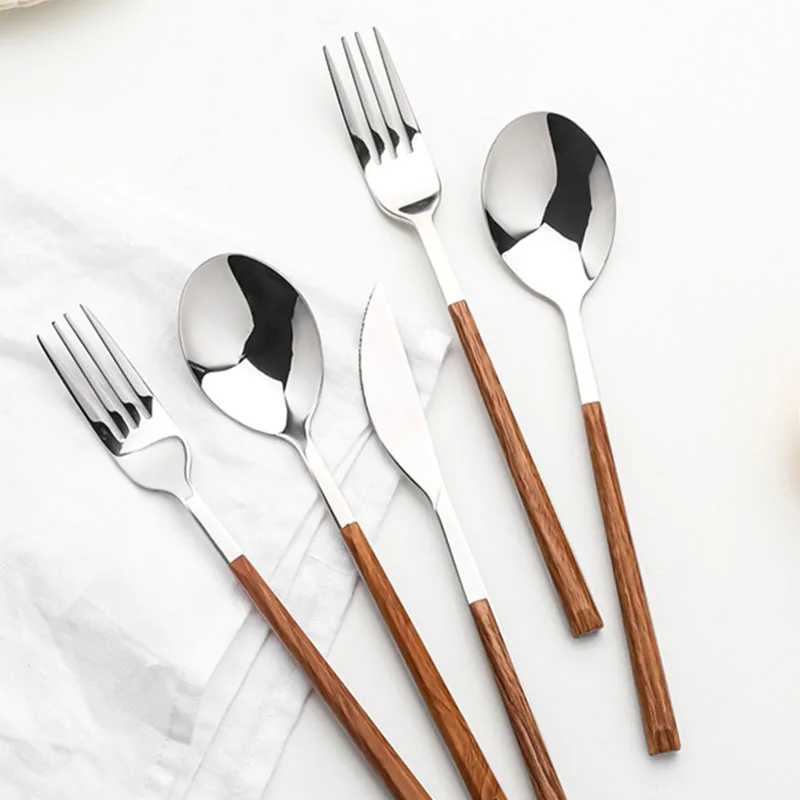 

Stainless Steel Simple Steak Tableware Western-style Dinner Set Household Three-piece Knife Fork And Spoon Cubiertos Cubiertos
