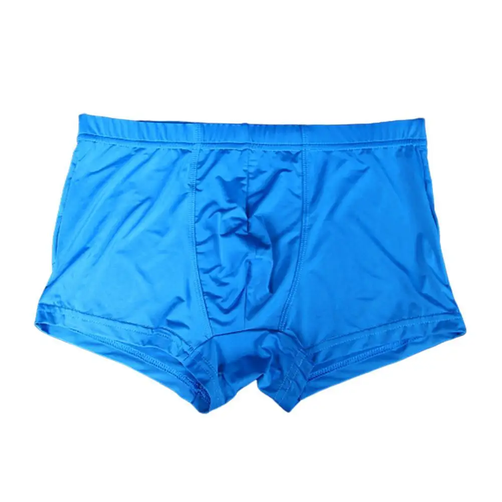 Мужские Бесшовные тонкие прозрачные трусы шелковые с ледяным оттенком шорты