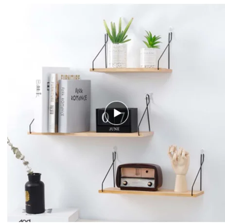 Железная деревянная декоративная настенная полка стеллаж для хранения