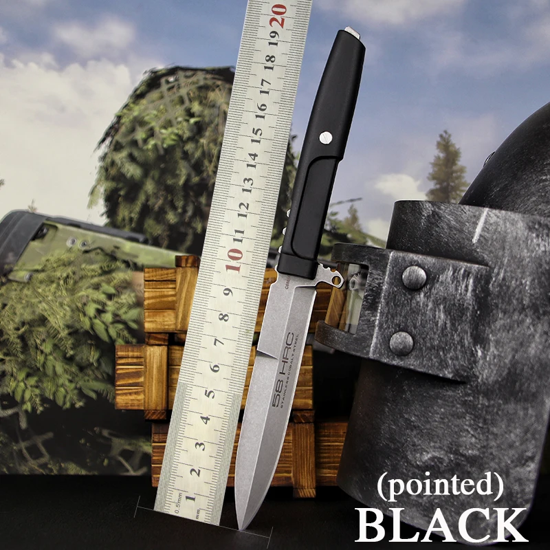 BLACK(pointed) Экстрима соотношение EDC тактический нож D2 охотничий нож ножи для выживания Фиксированное Лезвие Открытый инструмент Острый Дайвинг Нож для, кемпинга, езды - Цвет: BLACK(pointed)