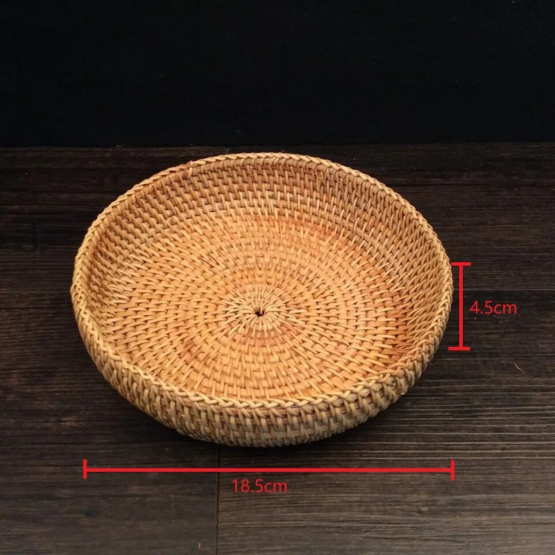 

Hand-made Bowl Shape Rattan Snack Storage Box Seeds Nuts Dry Fruits Plates Bowl Dish Plate Tableware Breakfast Bins