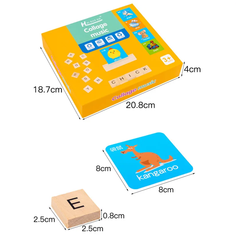 

New Wooden Alphabet Letter Learning Cards Set Word Spelling Practice Game Toys English Letters Spelling Word Educational Toys