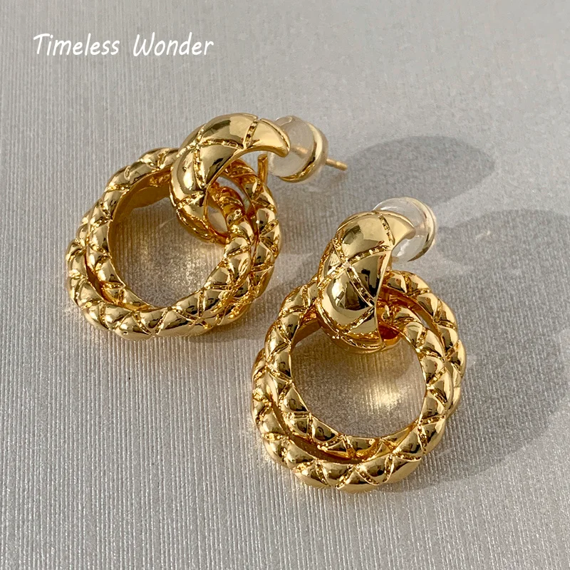 

Timeless Wonder Brass Braided Geo Statement Hoops Earrings for Women Jewelry Gothic Kpop Ins Trendy Fancy Party Prom Date 2682