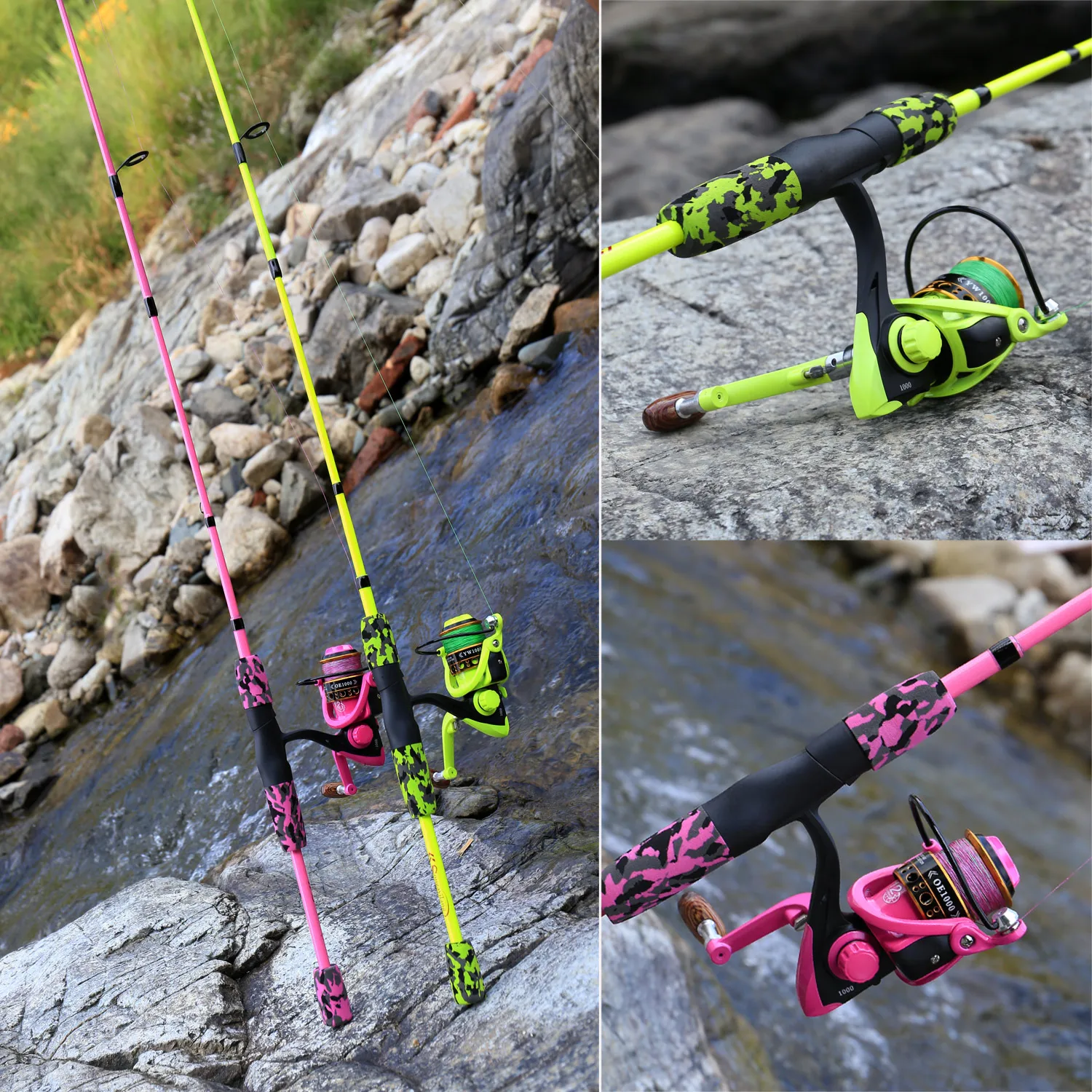 

Sougayilang Portable 5 Sections Fishing Rod Combo Fishing Rod and 1000 -3000 Series Spinning Reel Set Pesca Fishing Tackle