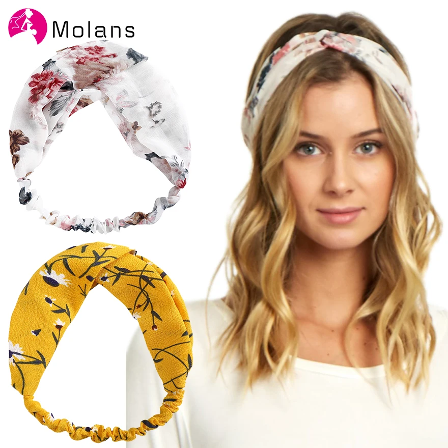 Мягкие головные повязки Molans с цветочным принтом Винтажные эластичные банданы