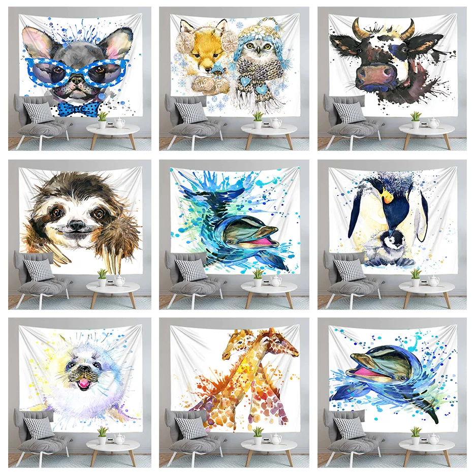 Симпатичные гобелены с изображением животных настенные из полиэстера