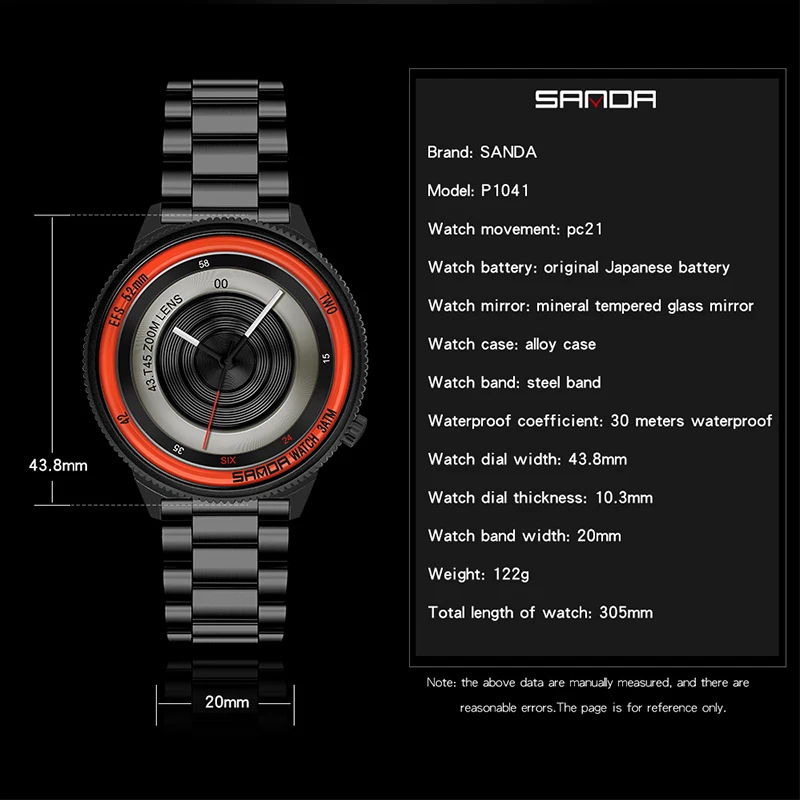 Часы мужские из нержавеющей стали водонепроницаемые до 30 м|Кварцевые часы| |