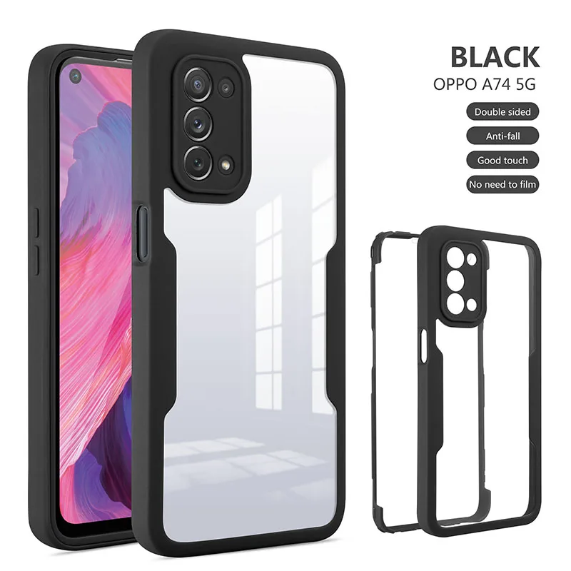 Full Body Shockproof Case For Realme 8i 8 C21 7 Pro Double-sided Transparent TPU Cover For OPPO A74 A94 A93 A54 A16 A72 A53 Case