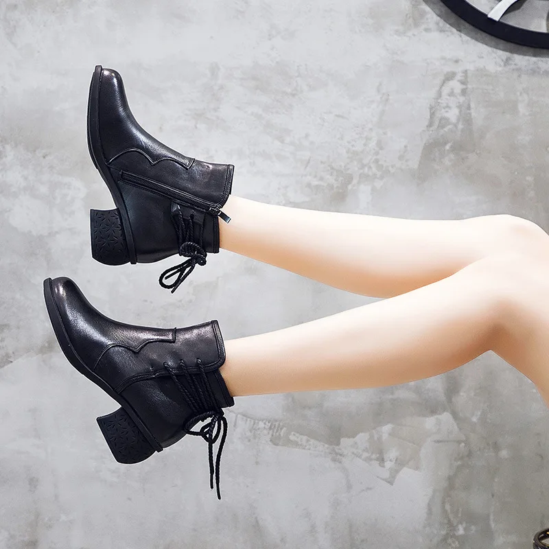 Gykaeo роскошная дизайнерская обувь для женщин ботинки из натуральной кожи женская