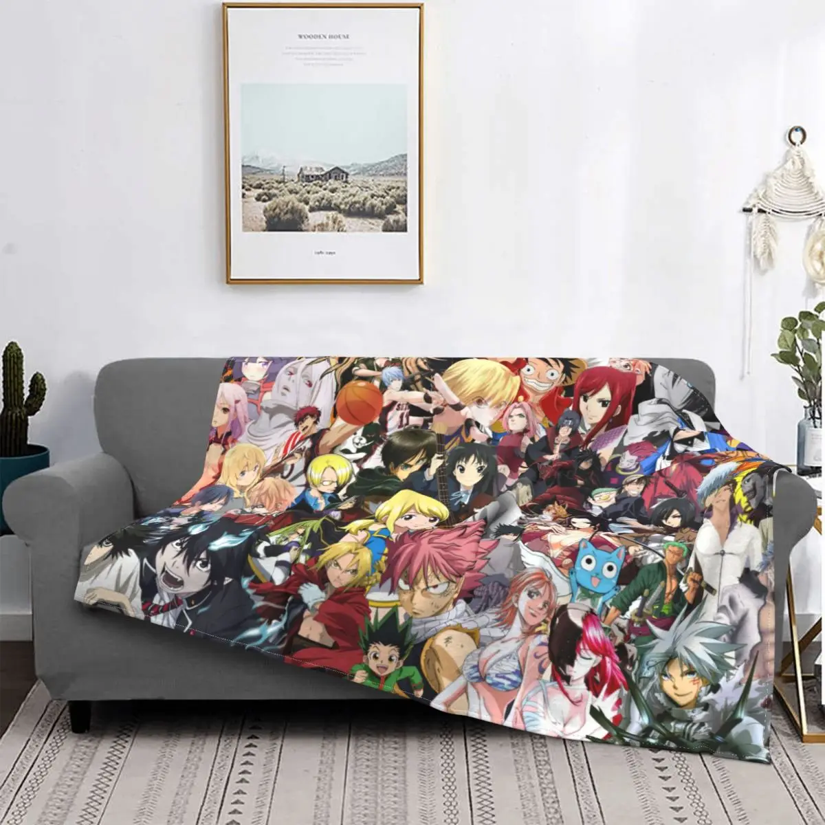 

Manta de franela para sala de estar, cobertor de lujo para cama caliente, textil flocado, todo tipo de Anime