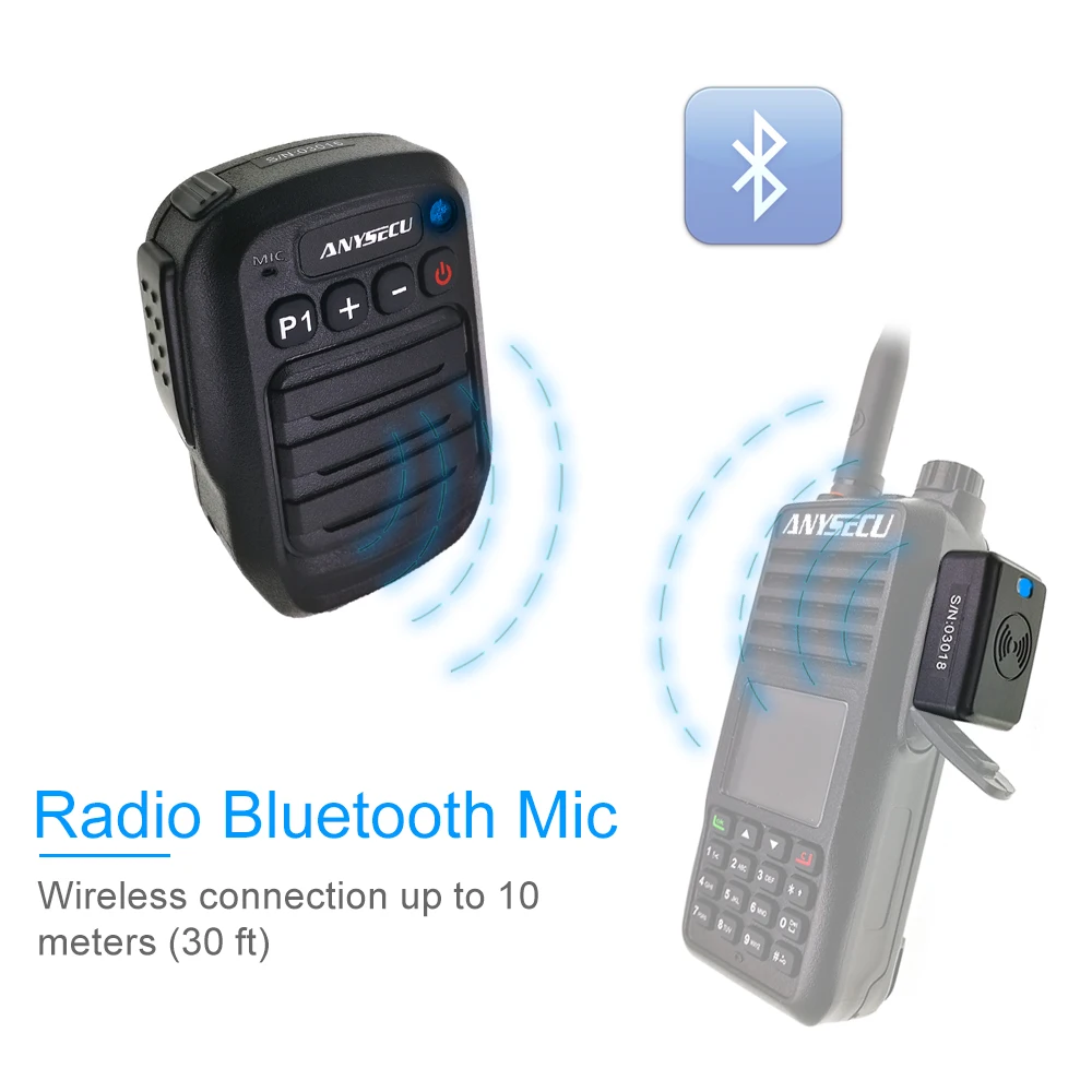 ANYSECU Bluetooth микрофон PTT Динамик подходит Baofeng UV 5R 82 BF 888S K1 Plug двухстороннее Ham