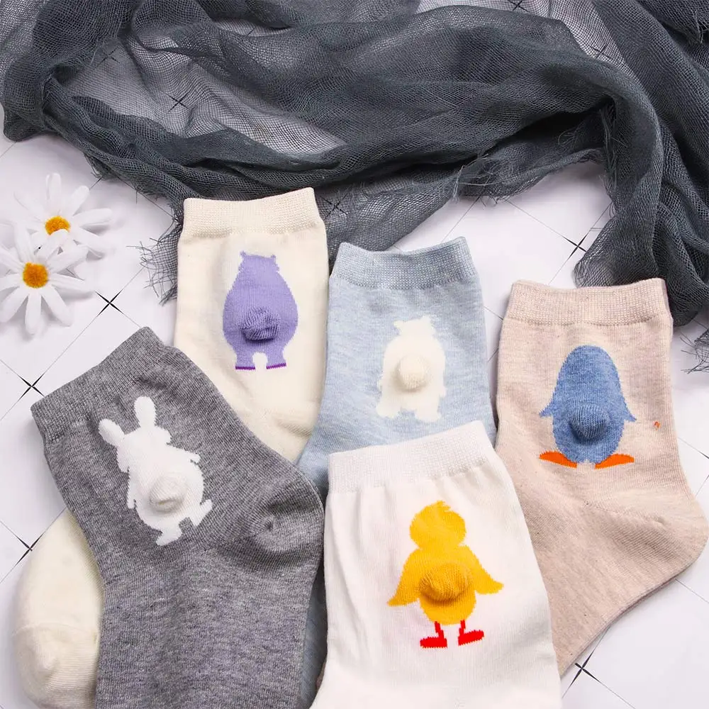 Мягкие Короткие хлопковые носки с мультяшным животным на весну рисунком задника