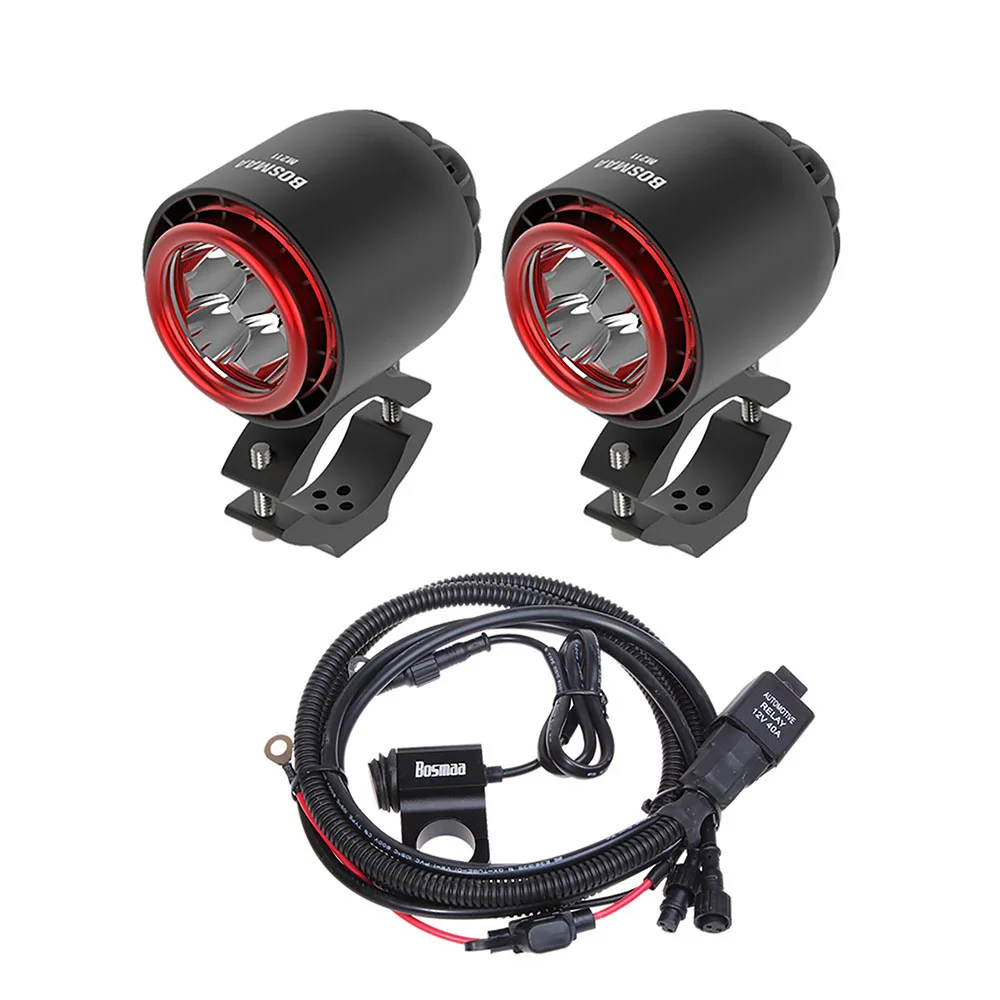 M211S G25 Black-red Светодиодный светильник BOSMAA Turbo, Точечный светильник, мигающий стробоскопический светильник 20 Вт 3400Lm, белый, мотоциклетный, противотуманный, DRL, налобный фонарь, охотничий, дальнего света - Цвет: M211S G25 Black-red