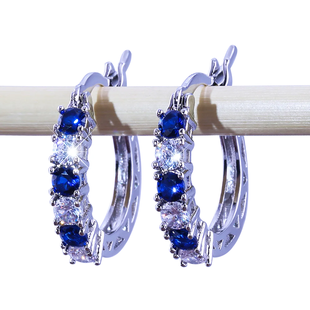 

Earrings for Women Jewelry 925 Sterling Silver pendientes Fashion Round Circle Clear Mosaic CZ Zircon Stud DIY Earring Jewelry