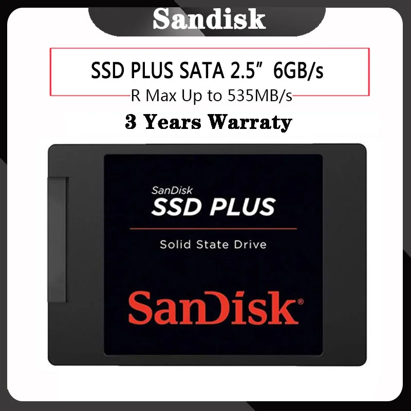 Sandisk HDD SSD PLUS 120 GB 240 480 535MBS Внутренний твердотельный диск SATA 3 0 (6 ГБ/сек.) для