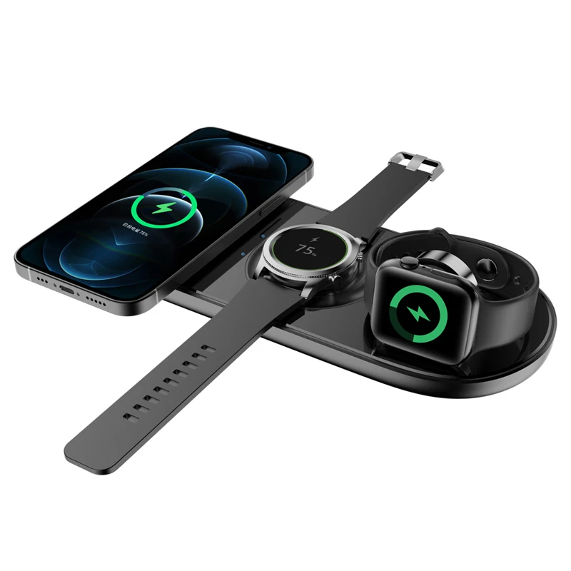 

15W Wireless Charger 5 in1 Qi Fast Charging Station for iPhone 12 Pro Max Smartwatch Apple Samsung Watch Airpods Pro Stand Pad