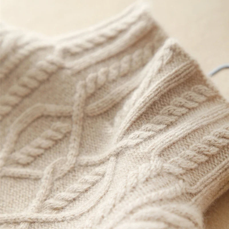 Зимний вязаный женский пуловер с высоким воротом свитер длинным рукавом