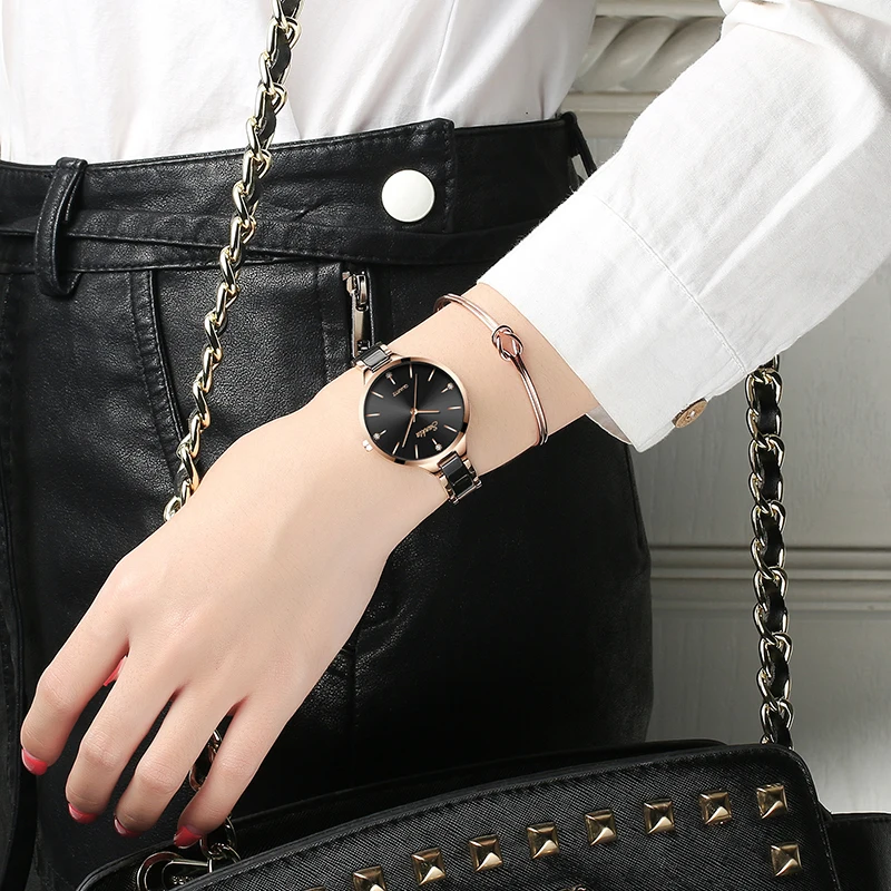 SUNKTA женские часы повседневные модные для женщин с бриллиантами керамические