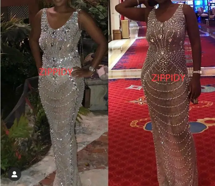 Блестящее Прозрачное платье с жемчугом женское длинное Сетчатое для