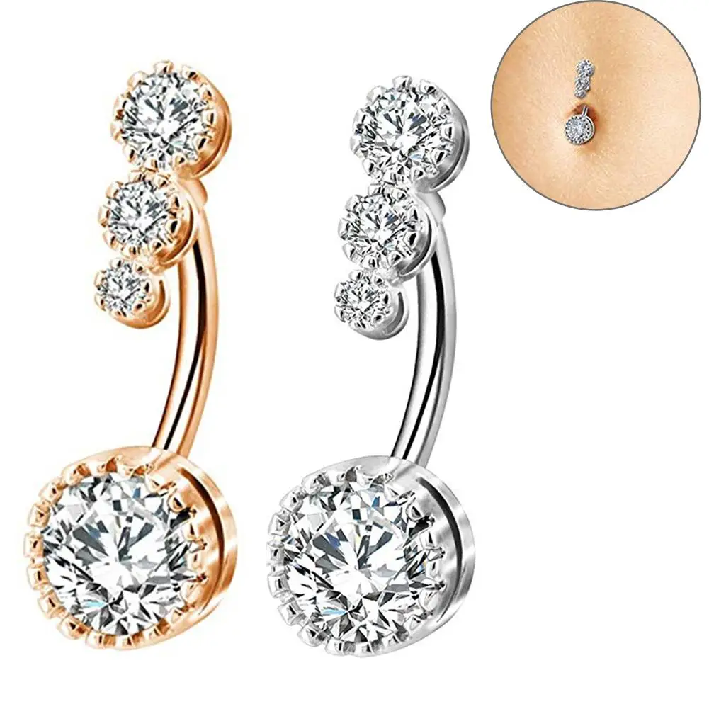 Круглый Кубический цирконий штанга для пирсинга пупка Кнопка кольцо женщин