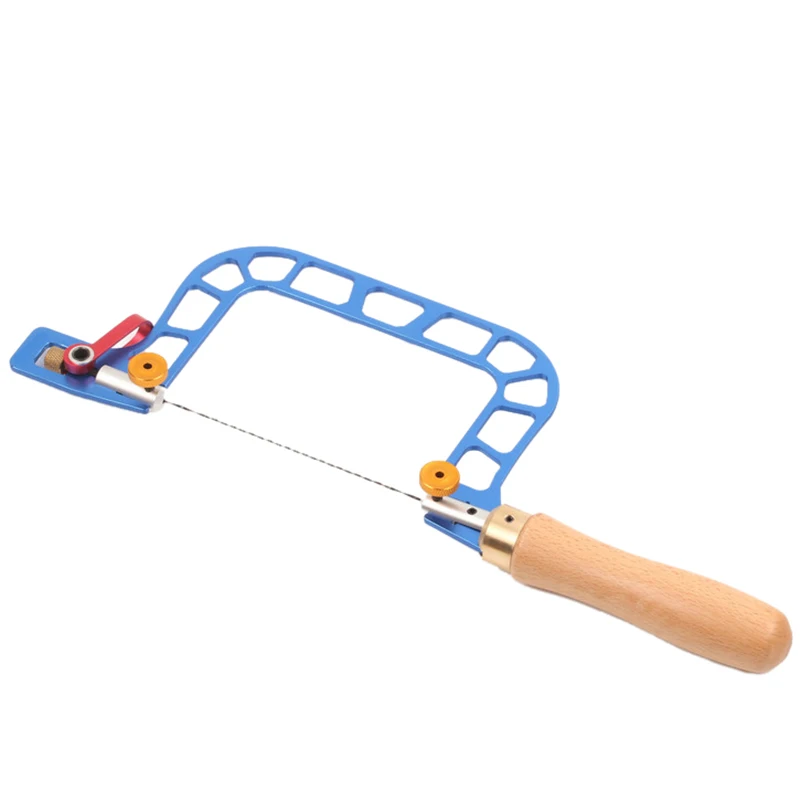 U-Shaped Hacksaw Hand Saw with Lever Tension Saw Hand Tool Spiral Saw Blade for DIY Jewelry Tool Woodworking Tool - Цвет: Blue