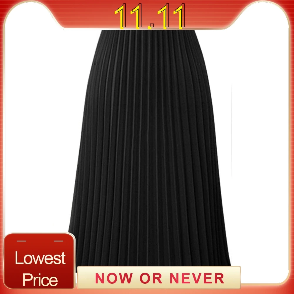 Женская плотная плиссированная юбка элегантная миди эластичная талия Макси