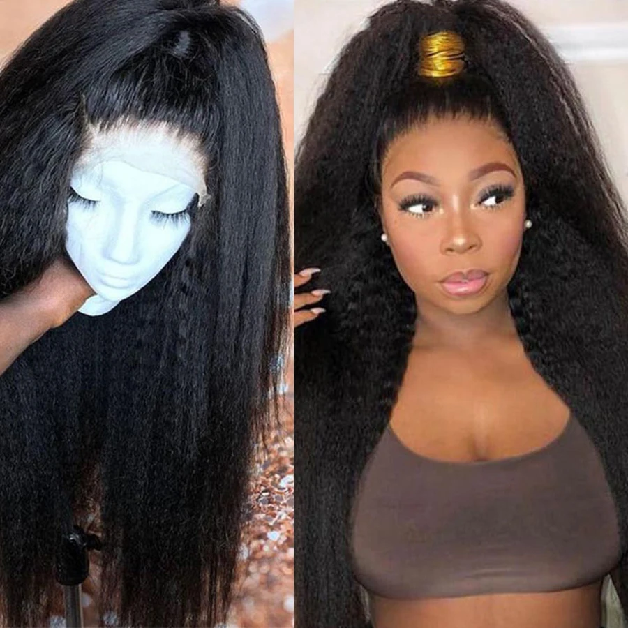 HD прозрачный кудрявые прямые Синтетические волосы на кружеве al парики 13x6 полный