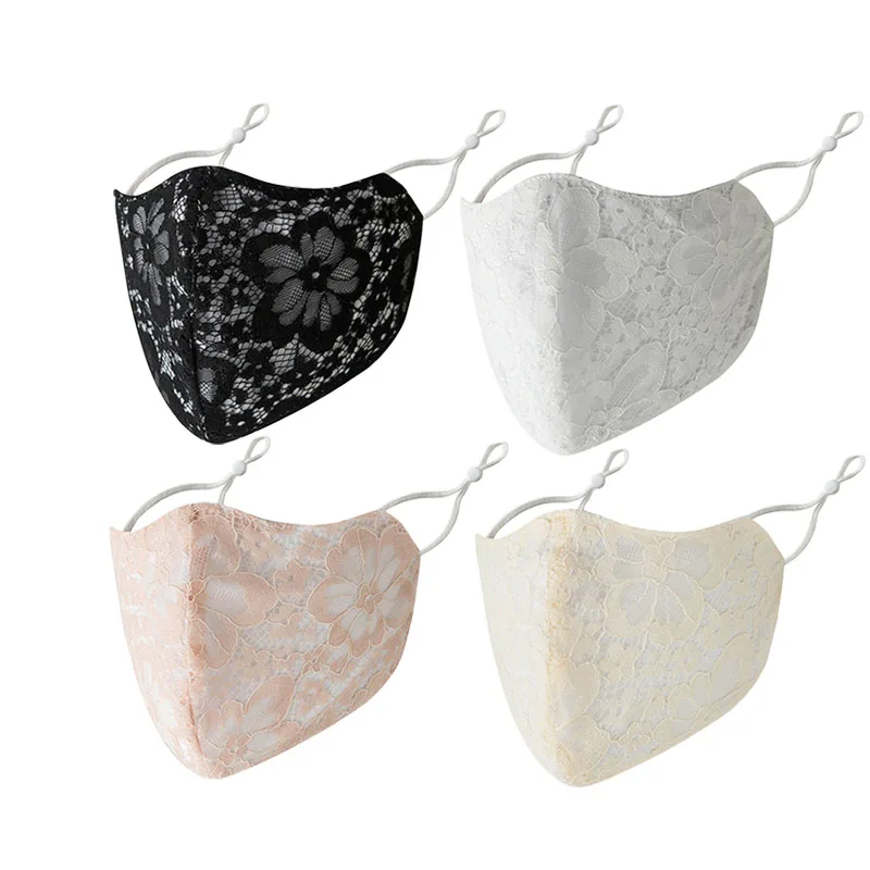 

Adult Washable Lace Flower Adjustable Cotton Breathable Cotton Mask Print Washable Breathable Face Mask mascarilla Reusable