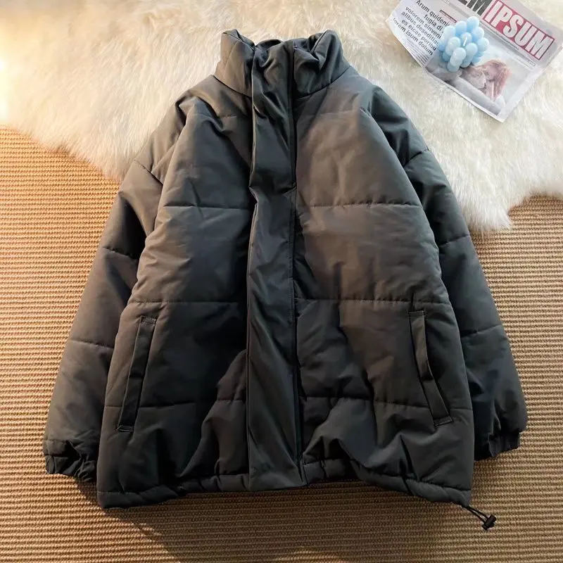 

Мужская стеганая куртка с воротником-стойкой, повседневная однотонная куртка на молнии с длинным рукавом и градиентом, Осень-зима 2021