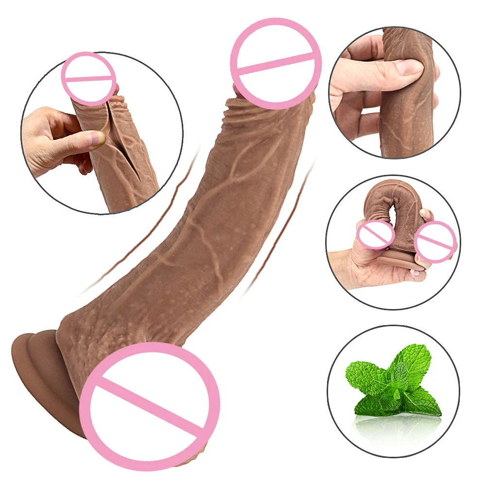 Длинный фаллоимитатор для женщин мягкая кожа реалистичный большой с присоской