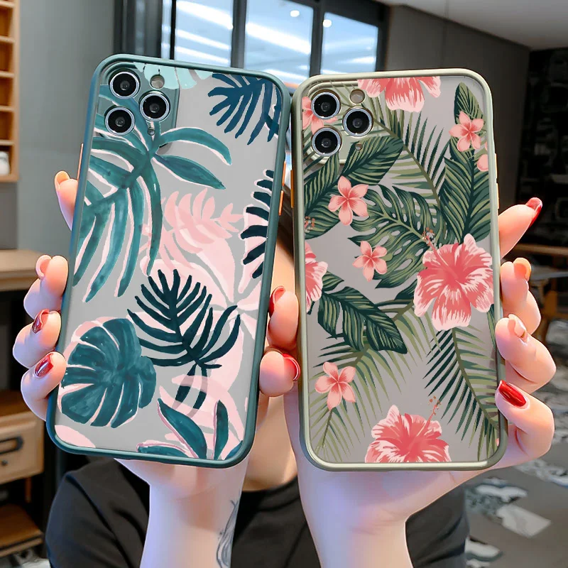 Palm tree Leaves Plant Flower Phone Case for iphone 11 12 13 14 Pro Max 7 8 Plus SE2 X XR XS MAX Back Shockproof Cover Fundas