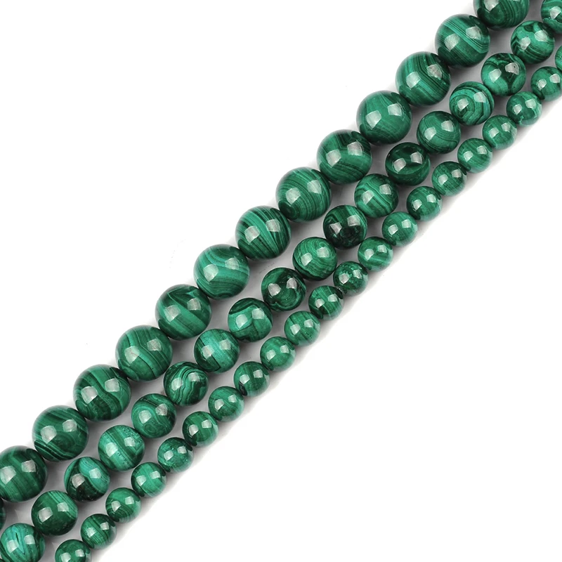 

5A Real Natural Stone Genuine Round Malachite Beads stone Loose Strand Beads 15" 4-12MM Pick Size DIY Jewelry Making Bracelets